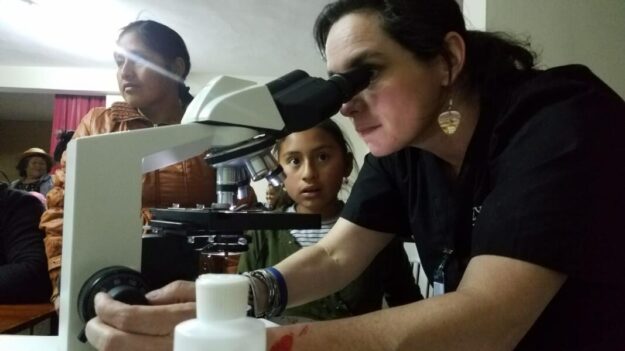 Professor Ellis at the microscope Professor Ellis at the microscope