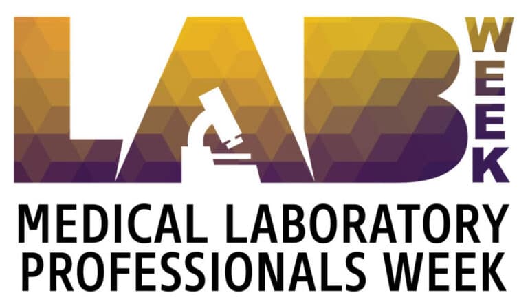 logo-lab-week-microscope-purple-yellow Microscope Medical Laboratory Professionals Week logo