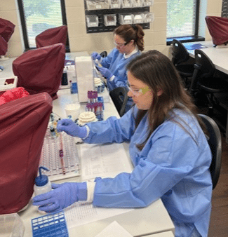 McNeese State University MLS students conducting research in the lab