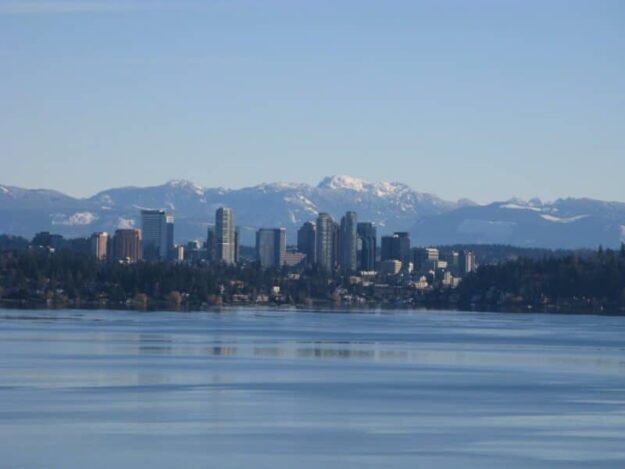 Bellevue Bellevue, WA, skyline and mountains