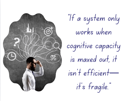 "If a system only works when cognitive capacity is maxed out, it isn't efficient—it's fragile"