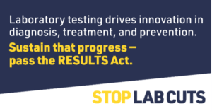 Laboratory testing drives innovation in diagnosis, treatment, and prevention. Sustain that progress--pass the RESULTS Act.
