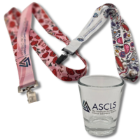ASCLS shot glass and microbiology and blood bank lanyards
